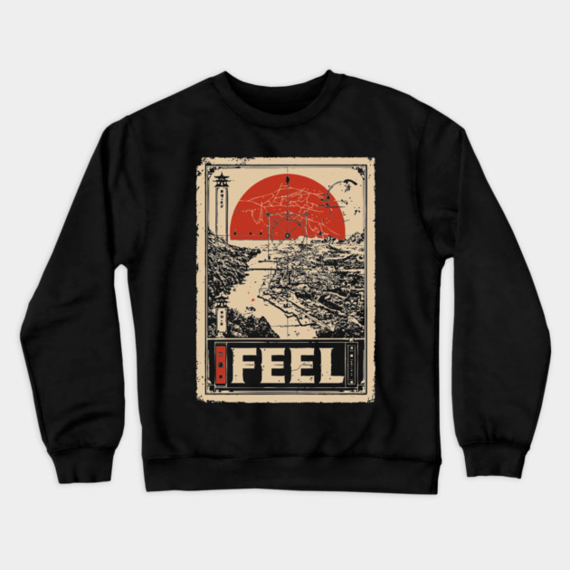 FEEL – Abstract Sun & Ocean Emotion Poster Crewneck Sweatshirt by TuncGK