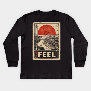 FEEL – Abstract Sun & Ocean Emotion Poster Kids Long Sleeve T-Shirt