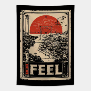 FEEL – Abstract Sun & Ocean Emotion Poster Tapestry