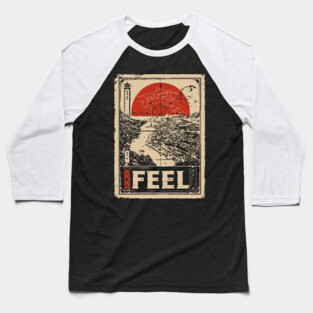 FEEL – Abstract Sun & Ocean Emotion Poster Baseball T-Shirt