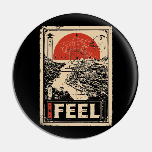 FEEL – Abstract Sun & Ocean Emotion Poster Pin by TuncGK
