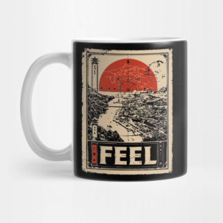 FEEL – Abstract Sun & Ocean Emotion Poster Mug