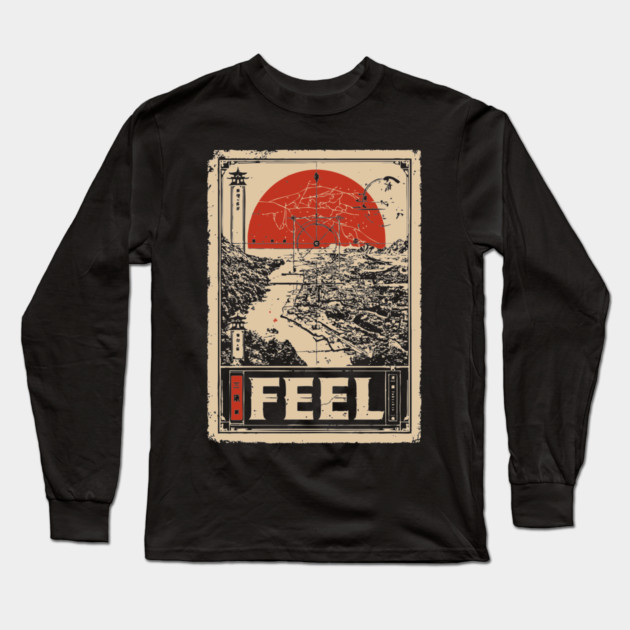 FEEL – Abstract Sun & Ocean Emotion Poster Long Sleeve T-Shirt by TuncGK