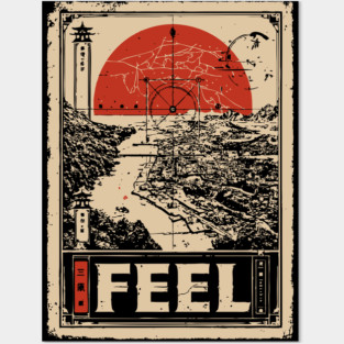 FEEL – Abstract Sun & Ocean Emotion Poster Posters and Art