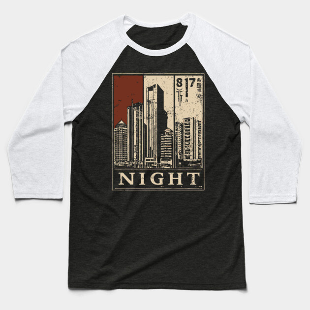 Moody Cityscape Solitude Poster Baseball T-Shirt by TuncGK