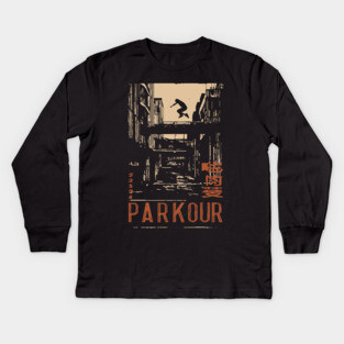 PARKOUR – Futuristic Movement in Motion Poster Kids Long Sleeve T-Shirt