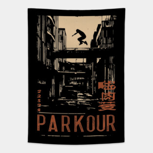PARKOUR – Futuristic Movement in Motion Poster Tapestry