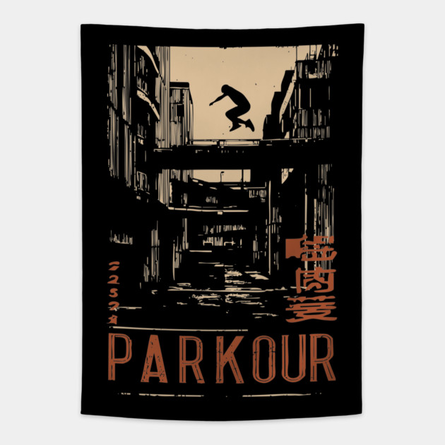 PARKOUR – Futuristic Movement in Motion Poster Tapestry by TuncGK