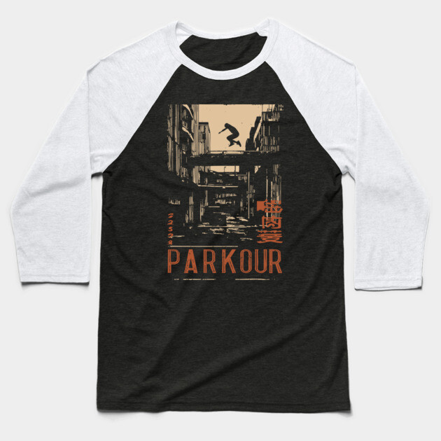 PARKOUR – Futuristic Movement in Motion Poster Baseball T-Shirt by TuncGK