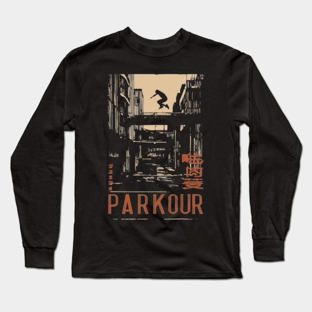 PARKOUR – Futuristic Movement in Motion Poster Long Sleeve T-Shirt by TuncGK