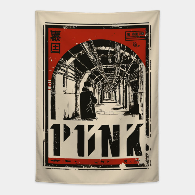 PUNK – Neon Edge Urban Attitude Poster Tapestry by TuncGK