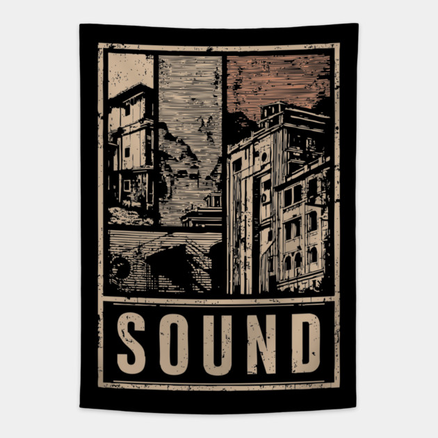 SOUND – Urban Silence & Resonance Poster Tapestry by TuncGK