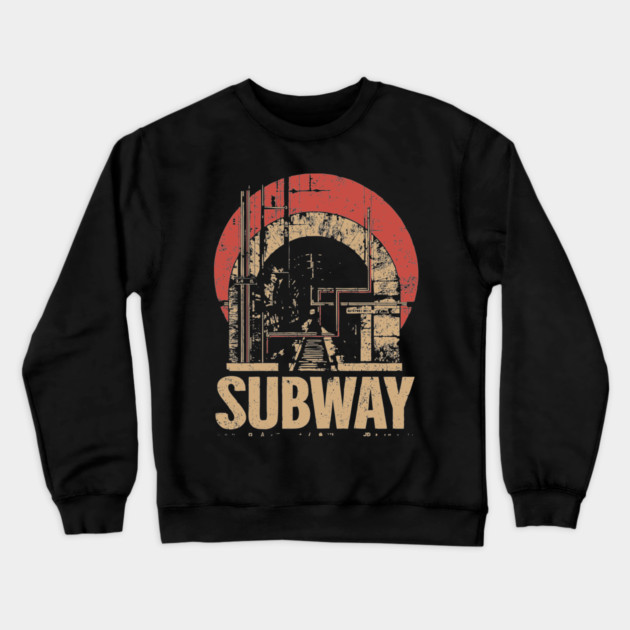 SUBWAY – Urban Transit Solitude Poster Crewneck Sweatshirt by TuncGK