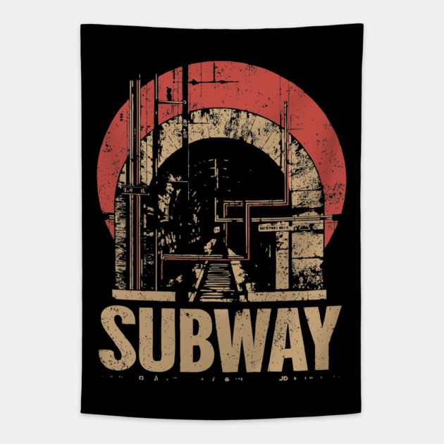 SUBWAY – Urban Transit Solitude Poster Tapestry by TuncGK
