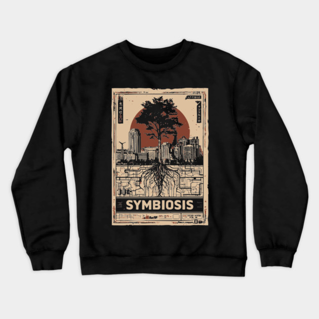 SYMBIOSIS – Futuristic Duality & Connection Poster Crewneck Sweatshirt by TuncGK