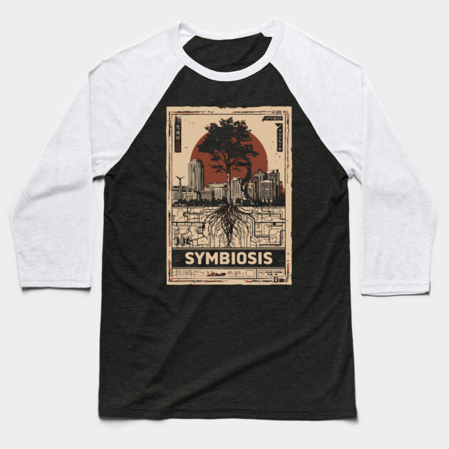 SYMBIOSIS – Futuristic Duality & Connection Poster Baseball T-Shirt by TuncGK