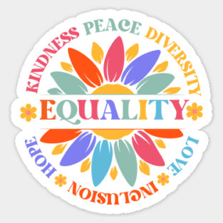 World Peace Equality Sunflower Retro Sticker