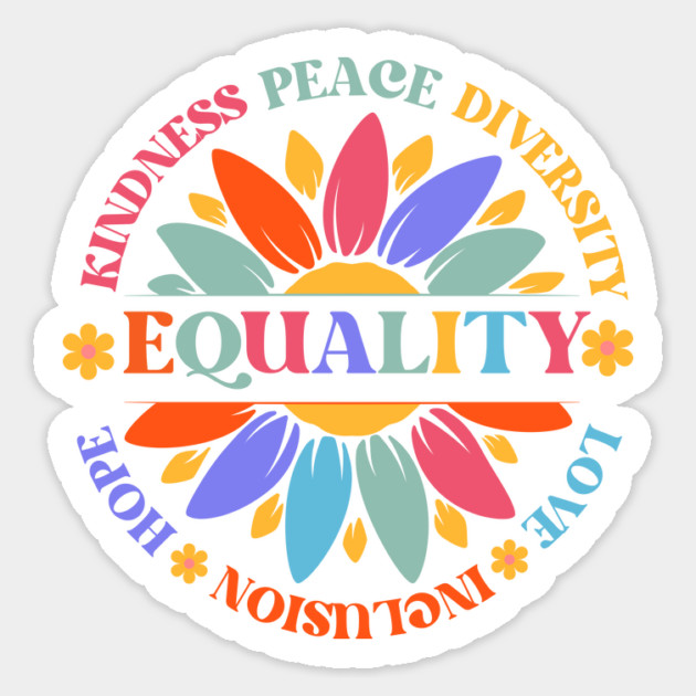 World Peace Equality Sunflower Retro Sticker by The WYLD Tribe