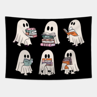 Halloween Cute Ghosts Reading Books Tapestry