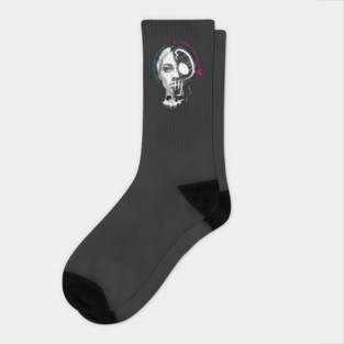 Soft Goth Doodle Skull Face Socks