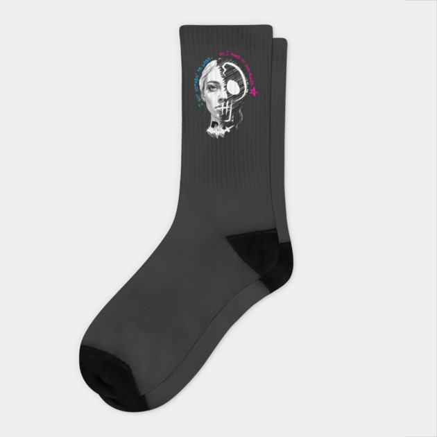 Soft Goth Doodle Skull Face Socks by Jiyoun's Store 2