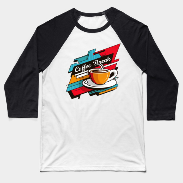 Vibrant Coffee Break Graphic Baseball T-Shirt by SR8891