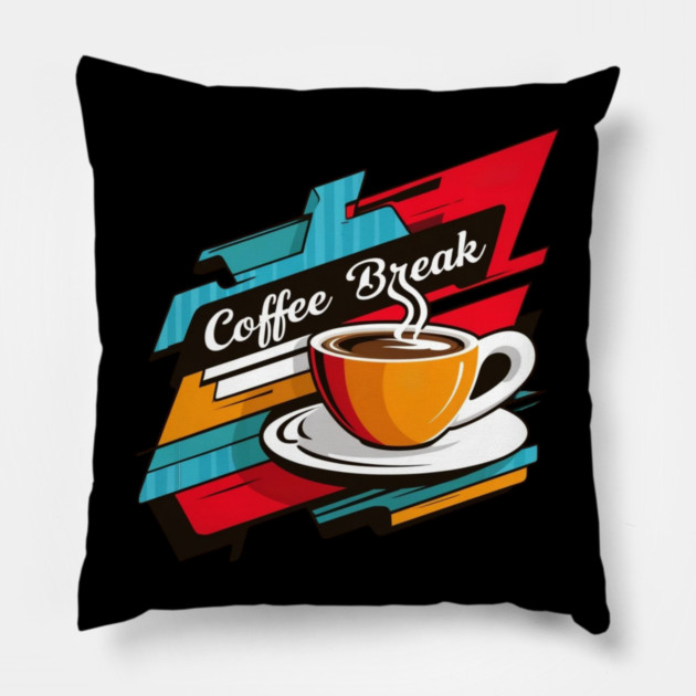 Vibrant Coffee Break Graphic Pillow by SR8891