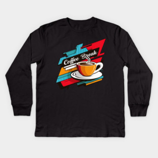 Vibrant Coffee Break Graphic Kids Long Sleeve T-Shirt