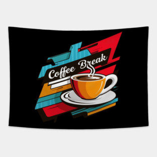 Vibrant Coffee Break Graphic Tapestry