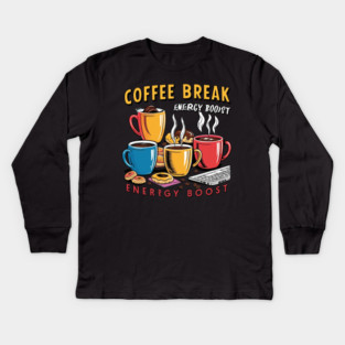Energy Boost Coffee Break Kids Long Sleeve T-Shirt