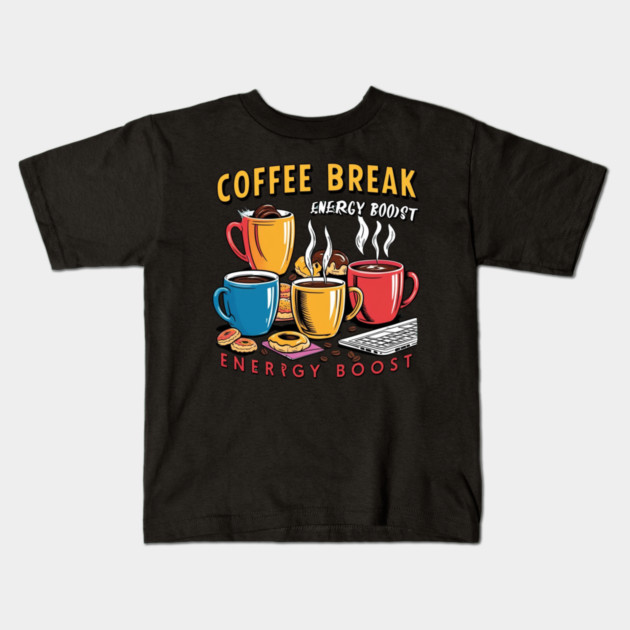 Energy Boost Coffee Break Kids T-Shirt by SR8891