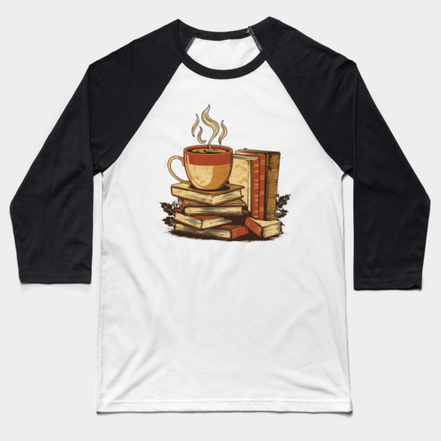 vintage Still Life Coffee and Books Baseball T-Shirt by SR8891