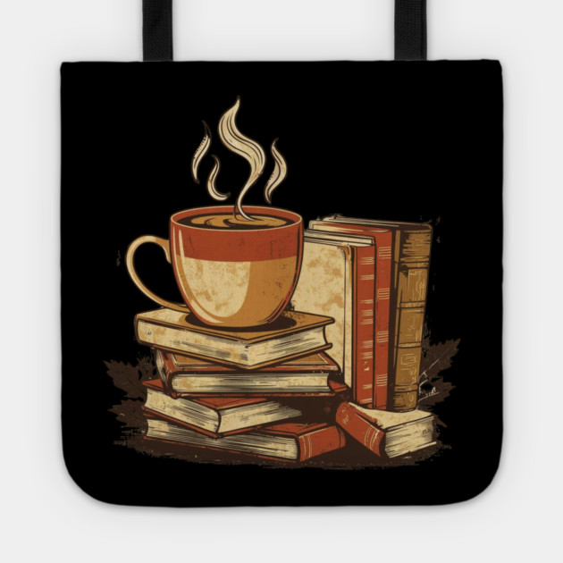 vintage Still Life Coffee and Books Tote by SR8891