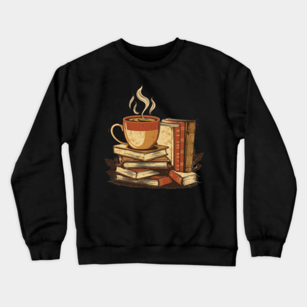 vintage Still Life Coffee and Books Crewneck Sweatshirt by SR8891