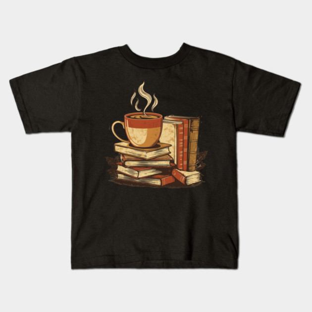 vintage Still Life Coffee and Books Kids T-Shirt by SR8891
