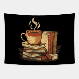 vintage Still Life Coffee and Books Tapestry