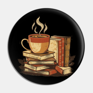 vintage Still Life Coffee and Books Pin