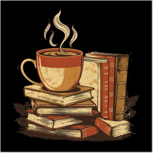 vintage Still Life Coffee and Books Wall Art by SR8891