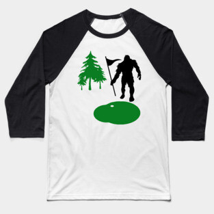 Sasquatch on the Green – Bigfoot’s Secret Swing Baseball T-Shirt