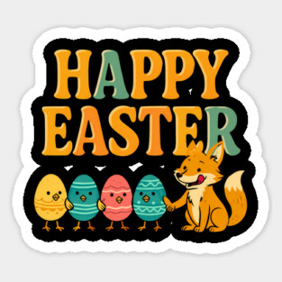 Happy Easter – Funny Egg Parade with Fox Illustration Magnet