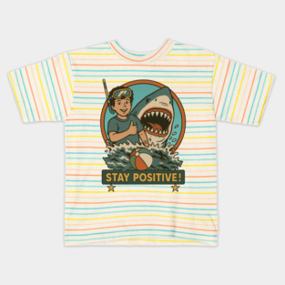 Stay Positive – Retro Shark Attack Beach Vibes Kids T-Shirt