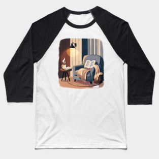 Cozy Coffee & Book Nook Aesthetic Baseball T-Shirt