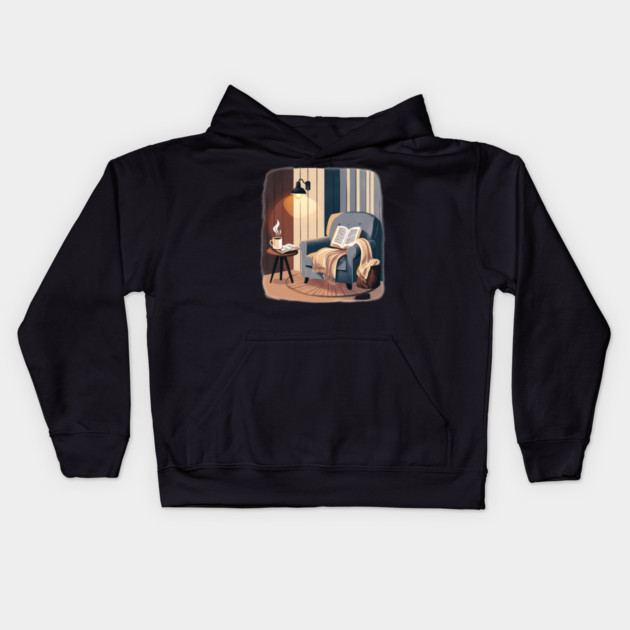 Cozy Coffee & Book Nook Aesthetic Kids Hoodie by SR8891