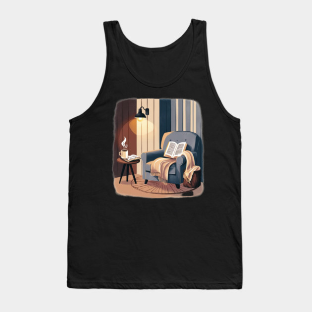 Cozy Coffee & Book Nook Aesthetic Tank Top by SR8891