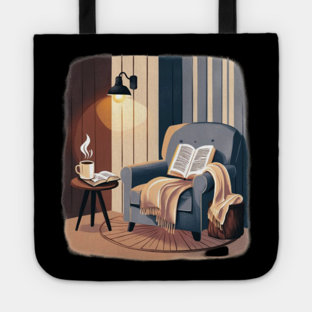 Cozy Coffee & Book Nook Aesthetic Tote by SR8891