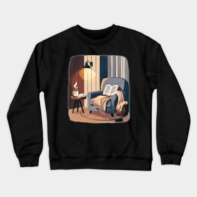 Cozy Coffee & Book Nook Aesthetic Crewneck Sweatshirt by SR8891