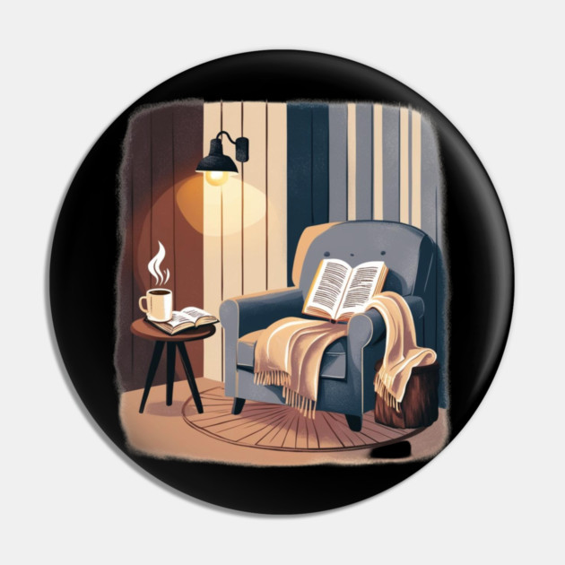 Cozy Coffee & Book Nook Aesthetic Pin by SR8891