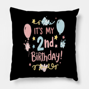 Two-riffic Birthday Tee - Level 2 Unlocked! Festive Second Birthday Fun Pillow