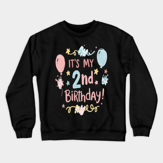 Two-riffic Birthday Tee - Level 2 Unlocked! Festive Second Birthday Fun Crewneck Sweatshirt by OUTFITPAW