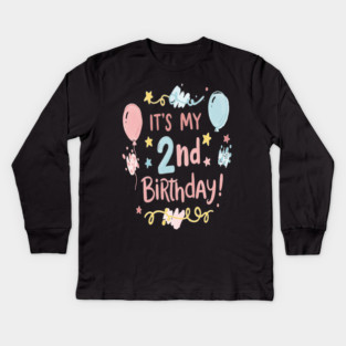 Two-riffic Birthday Tee - Level 2 Unlocked! Festive Second Birthday Fun Kids Long Sleeve T-Shirt